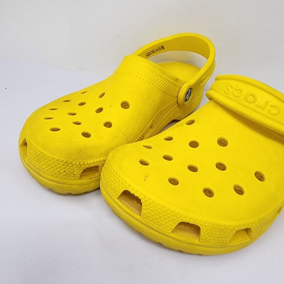 Crocs Classic Clog Shoes Yellow Mens 7 Womens 9 Unisex Comfort Slip On - Picture 7 of 9